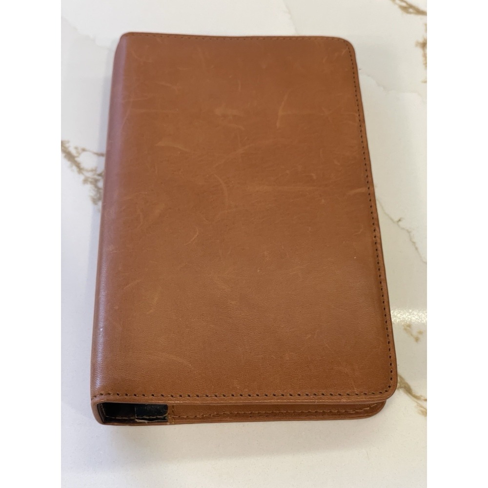 Vtg Rolodex Planner Brown Leather R0320 Calendar Address Tabs Pockets 1996 7.5"